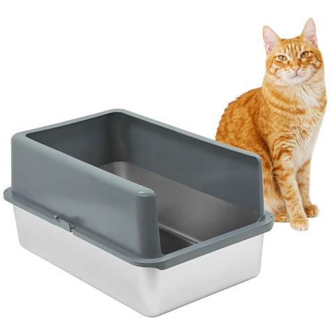 stainless steel high sided litter box|iprimio stainless steel litter box.